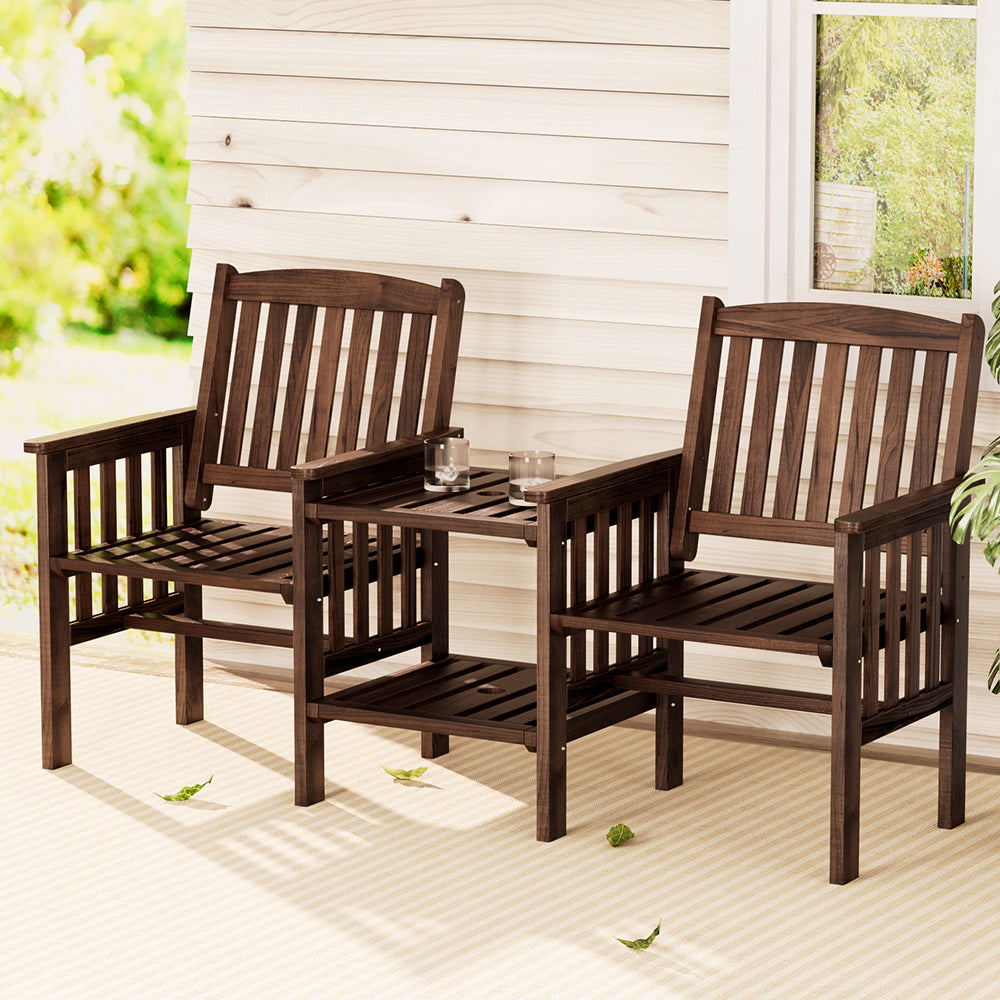 Garden Bench Chair Table Loveseat Wooden Outdoor Furniture Patio Park Charcoal