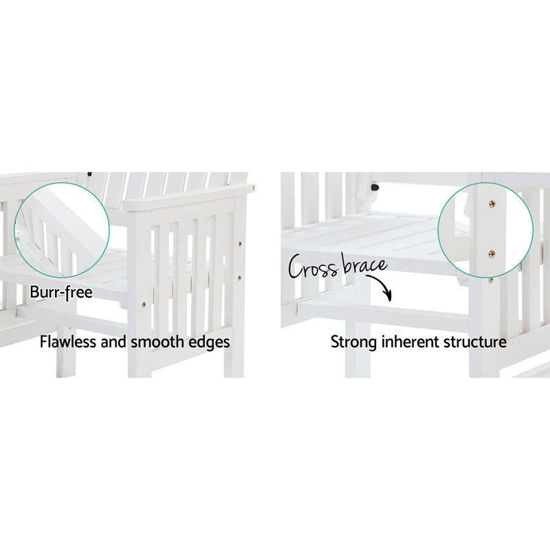 White colour - Garden Bench Chair Table Loveseat Wooden Outdoor Furniture Patio Park White