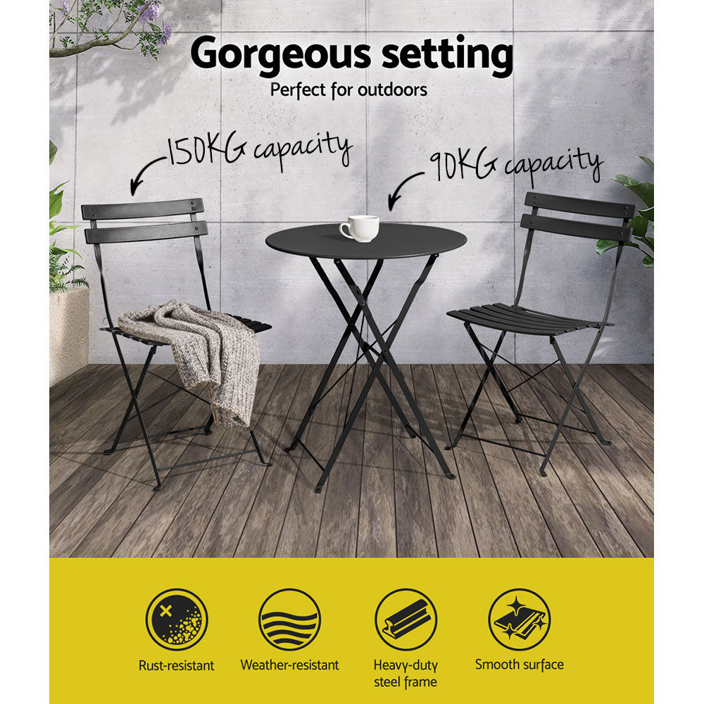 Outdoor Setting Table and Chairs Folding Patio Bistro Set