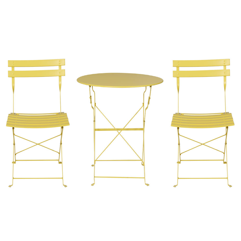 Steel finish - Gradeon 3Pc Outdoor Bistro Set Steel Table And Chairs Patio Furniture Yellow