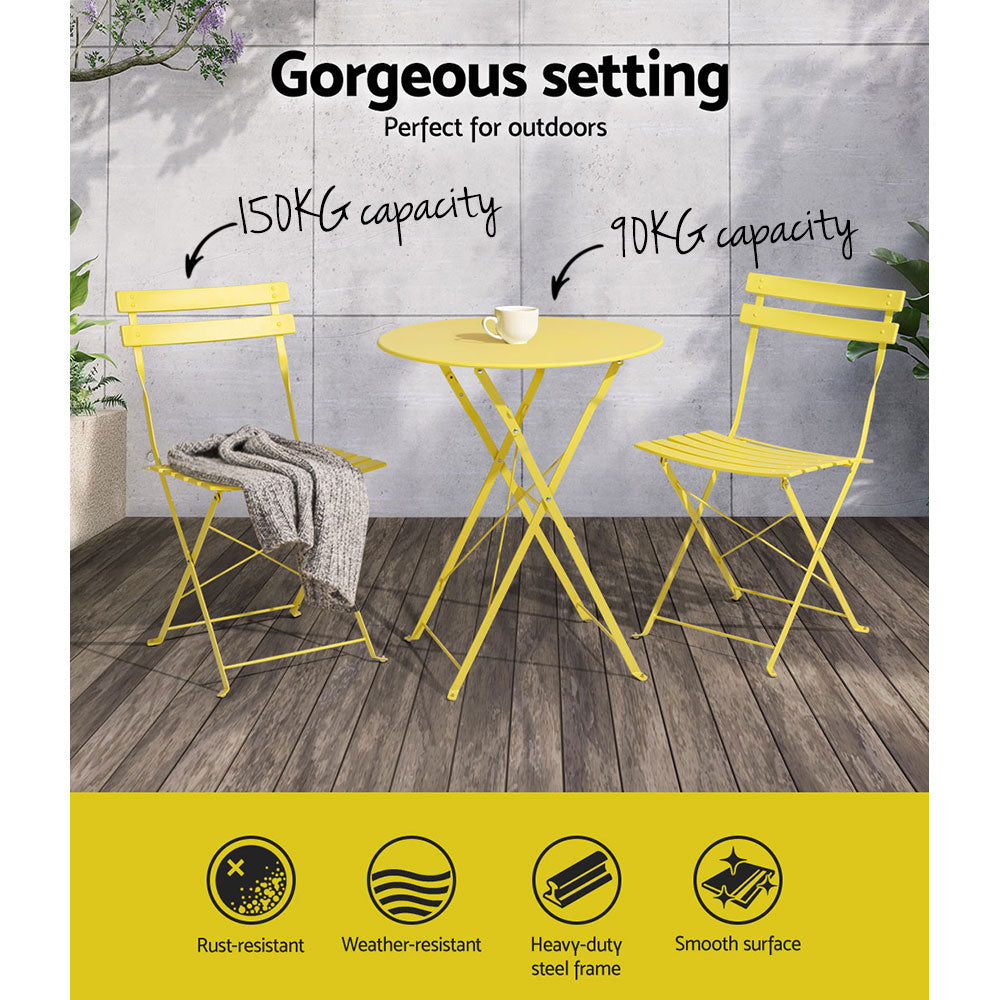 Outdoor Setting Bistro Set Table and Chairs Folding Patio