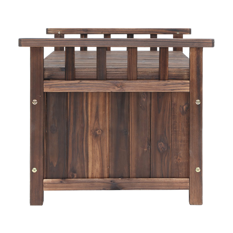 Outdoor Storage Bench Box Wooden Garden Toy Tool Shed Patio Charcoal - Gardeon Chest Sheds Furniture