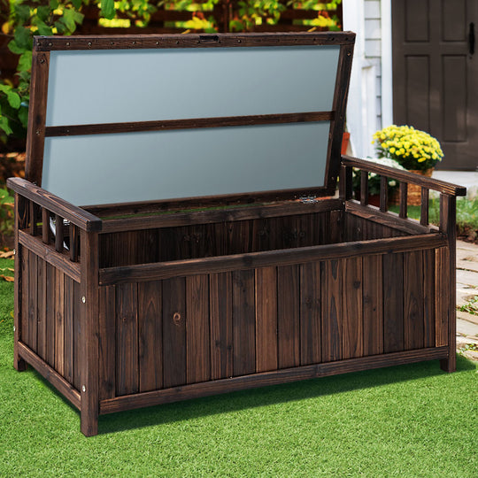Gardeon Chest Sheds Furniture - Outdoor Storage Bench Box Wooden Garden Toy Tool Shed Patio Charcoal
