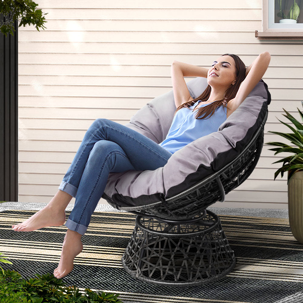 Outdoor Chairs Outdoor Furniture Papasan Chair Wicker Patio Garden Black