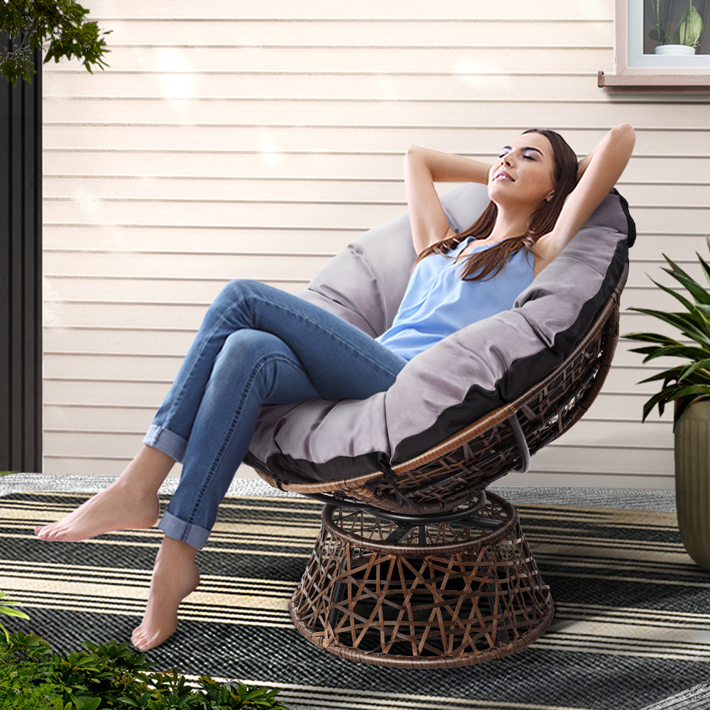 Outdoor Chairs Outdoor Furniture Papasan Chair Wicker Patio Garden Brown, Outdoor Chairs