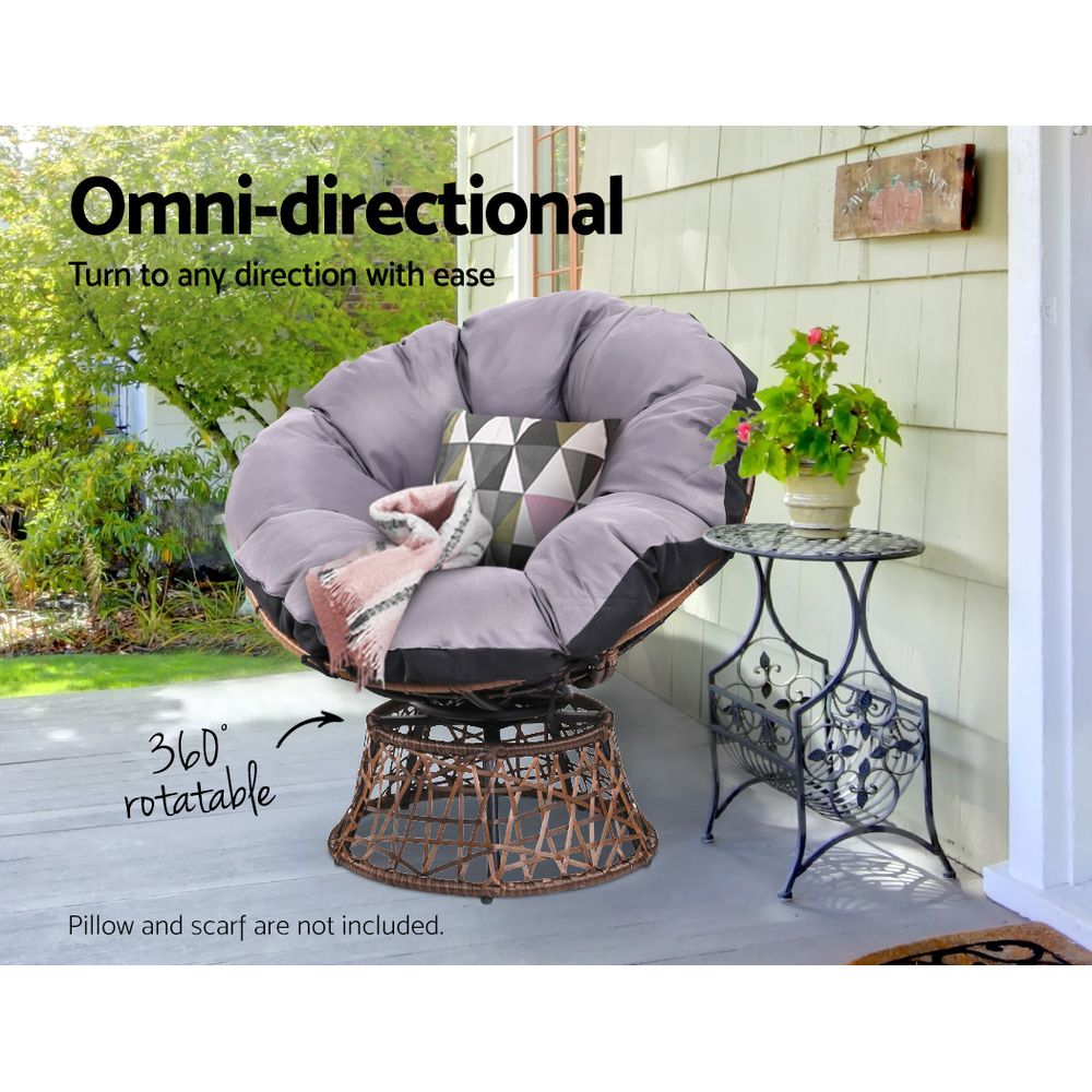 Brown colour - Outdoor Chairs Outdoor Furniture Papasan Chair Wicker Patio Garden Brown