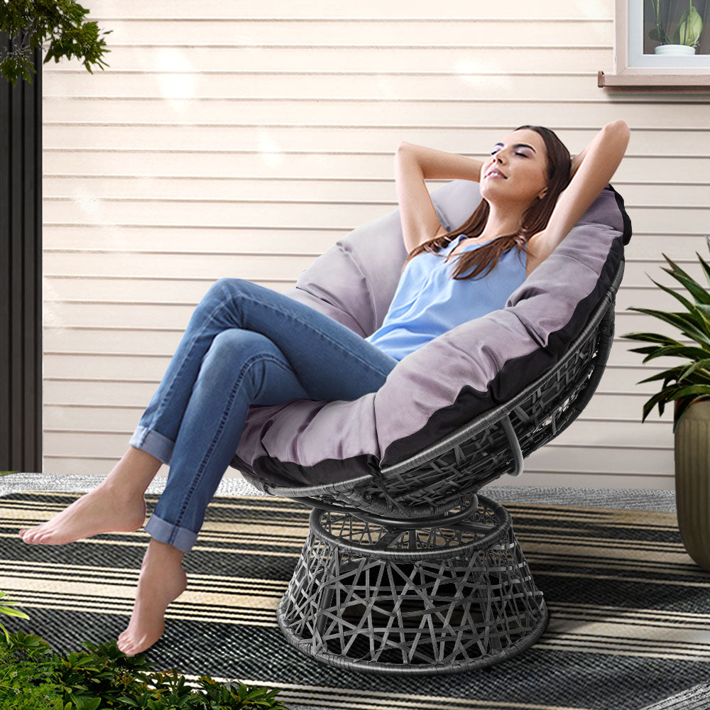 Outdoor Chairs Outdoor Furniture Papasan Chair Wicker Patio Garden Grey