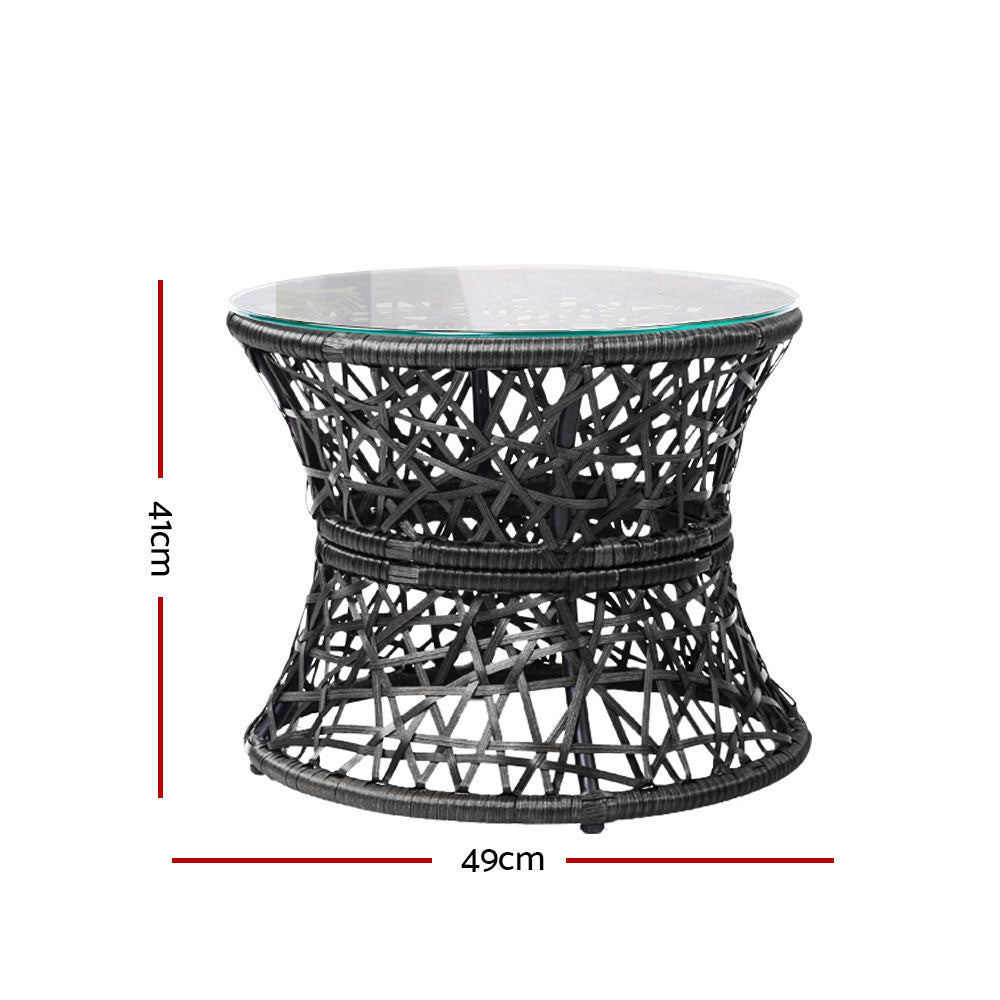 Outdoor Lounge Setting Chair and Side Table Garden Furniture Black