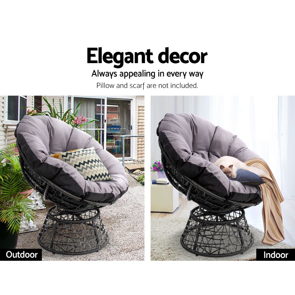 Outdoor Lounge Setting Chair and Side Table Garden Furniture Black