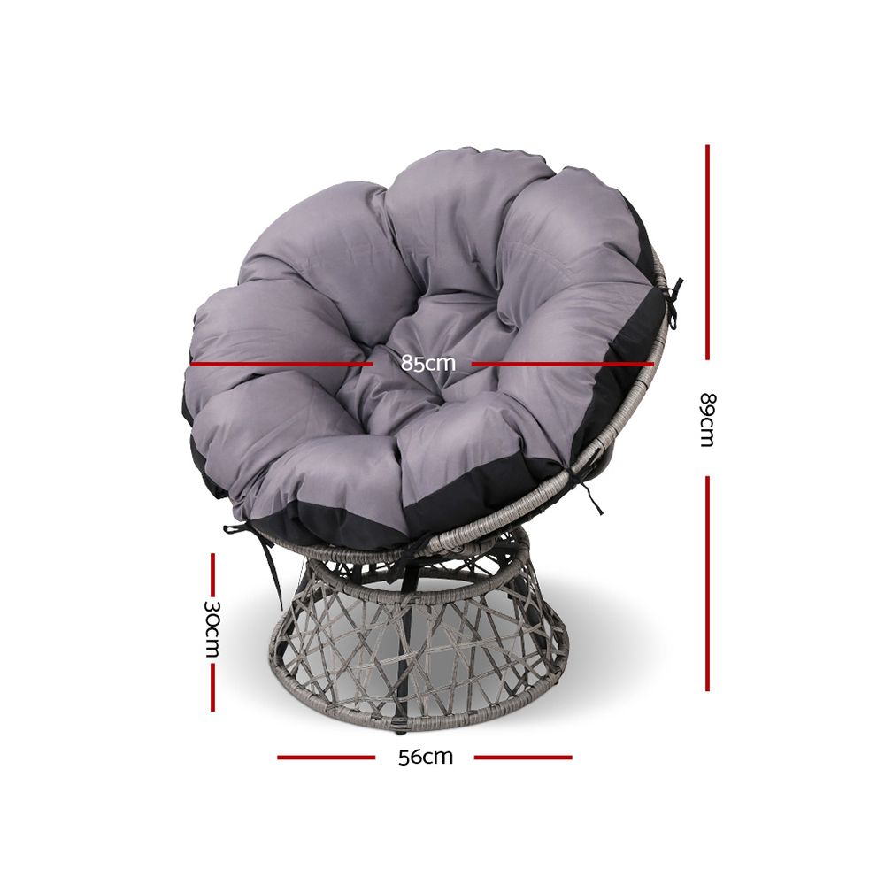 Outdoor Lounge Setting Papasan Chair Wicker Table Garden Furniture Grey | Outdoor Chairs