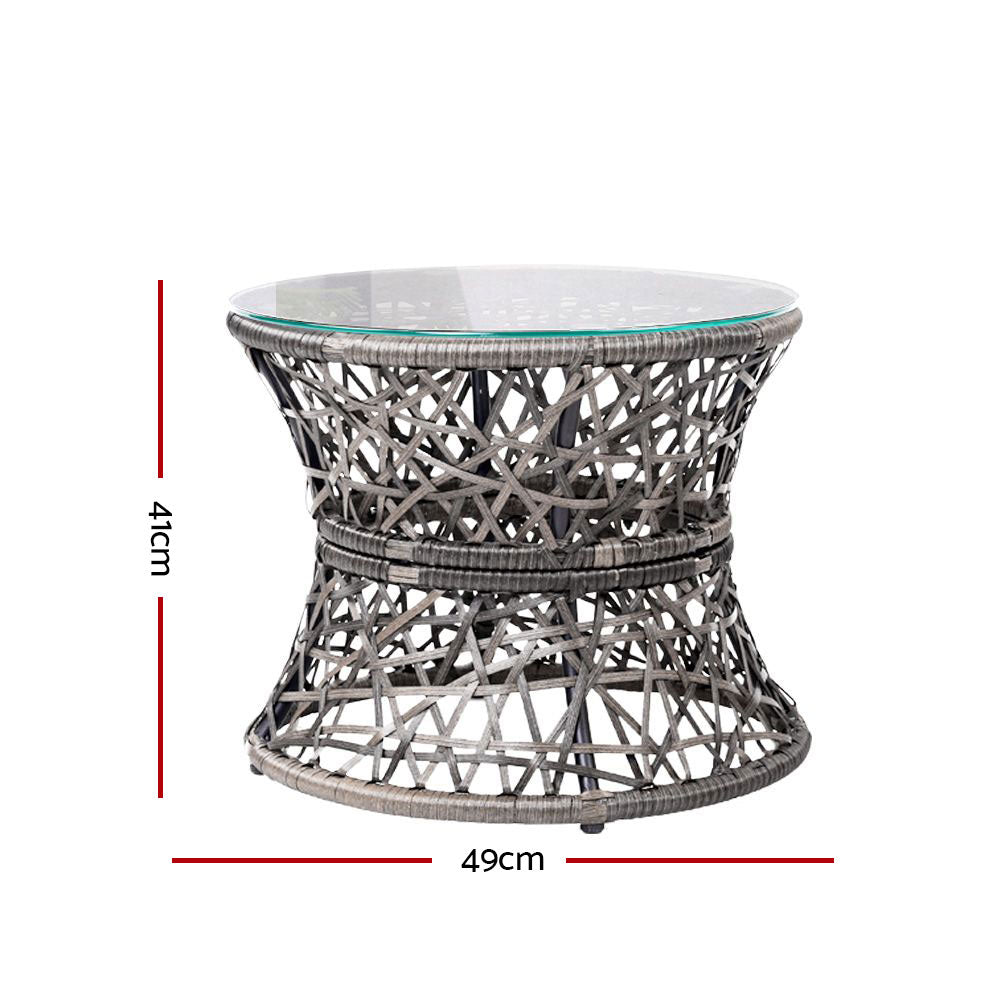 Outdoor Lounge Setting Papasan Chair Wicker Table Garden Furniture Grey, Gardeon Side Odf Chtb