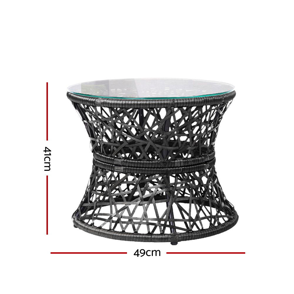 Outdoor Lounge Setting Furniture Wicker Papasan Chairs Table Patio Black