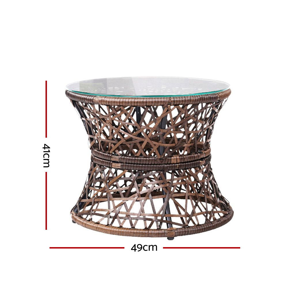 Outdoor Lounge Setting Furniture Wicker Papasan Chair and Side Table Patio Brown with Outdoor Chairs