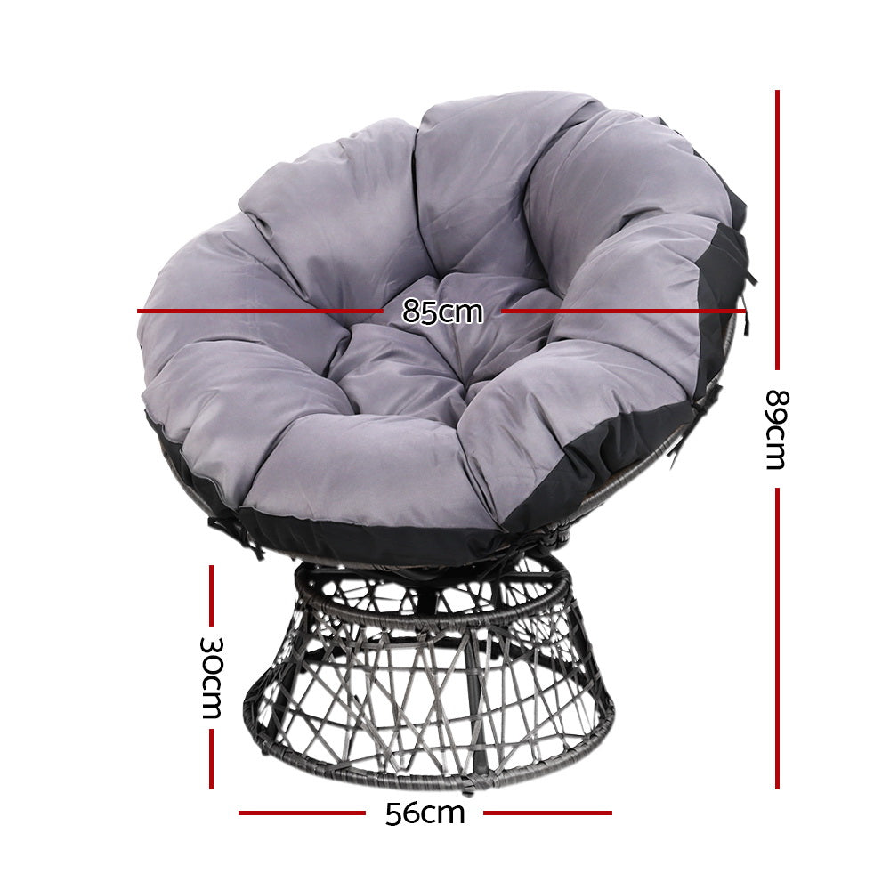 Outdoor Lounge Setting Furniture Wicker Papasan Chairs Table Patio Grey | Outdoor Chairs