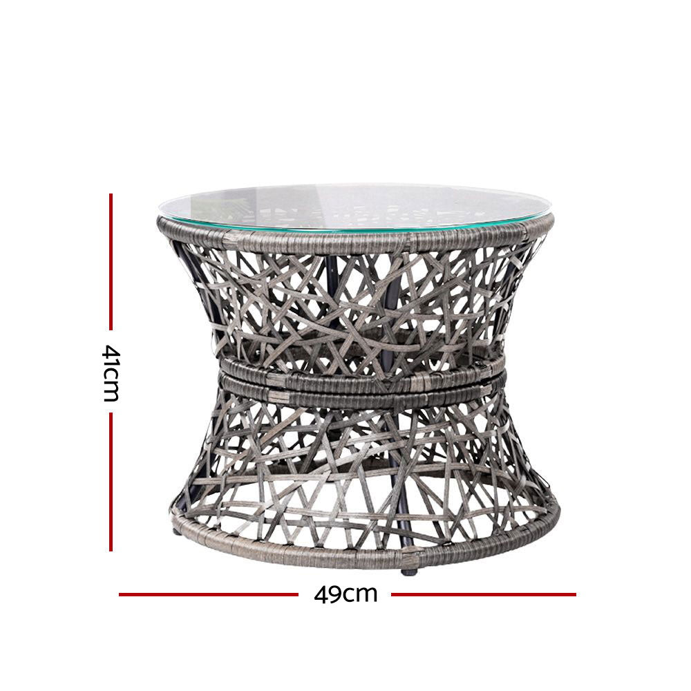 Outdoor Lounge Setting Furniture Wicker Papasan Chairs Table Patio Grey, Gardeon Chair Side Odf