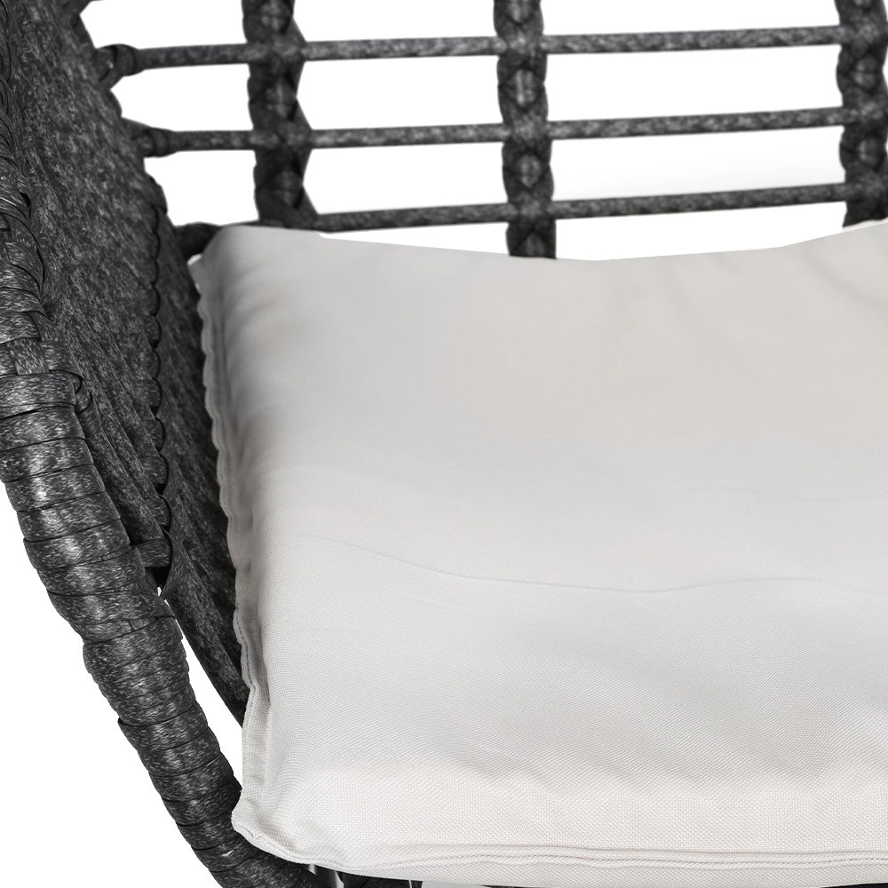 3PC Outdoor Furniture Set Patio Lounge Table Chairs Cushion Grey Garden