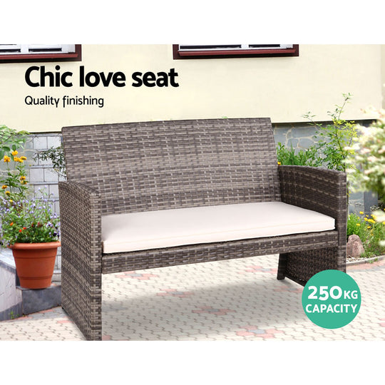 4 Pcs Garden Furniture Outdoor Sofa Set Wicker