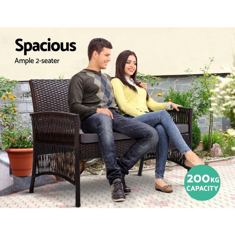 Arm Chairs & Recliners - 4Pcs Outdoor Sofa Set Wicker Harp Chair Table Garden Furniture Black