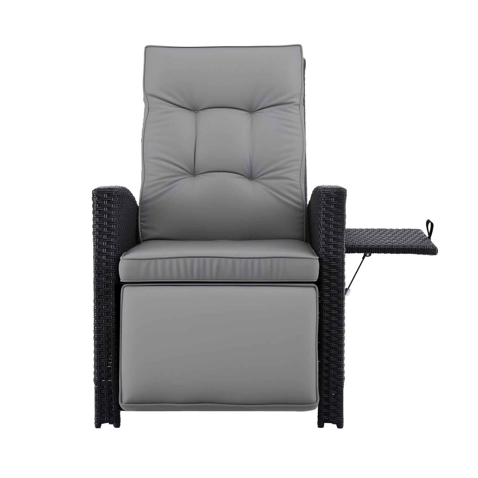 Outdoor Recliner Chair Black Wicker 140x64x85cm