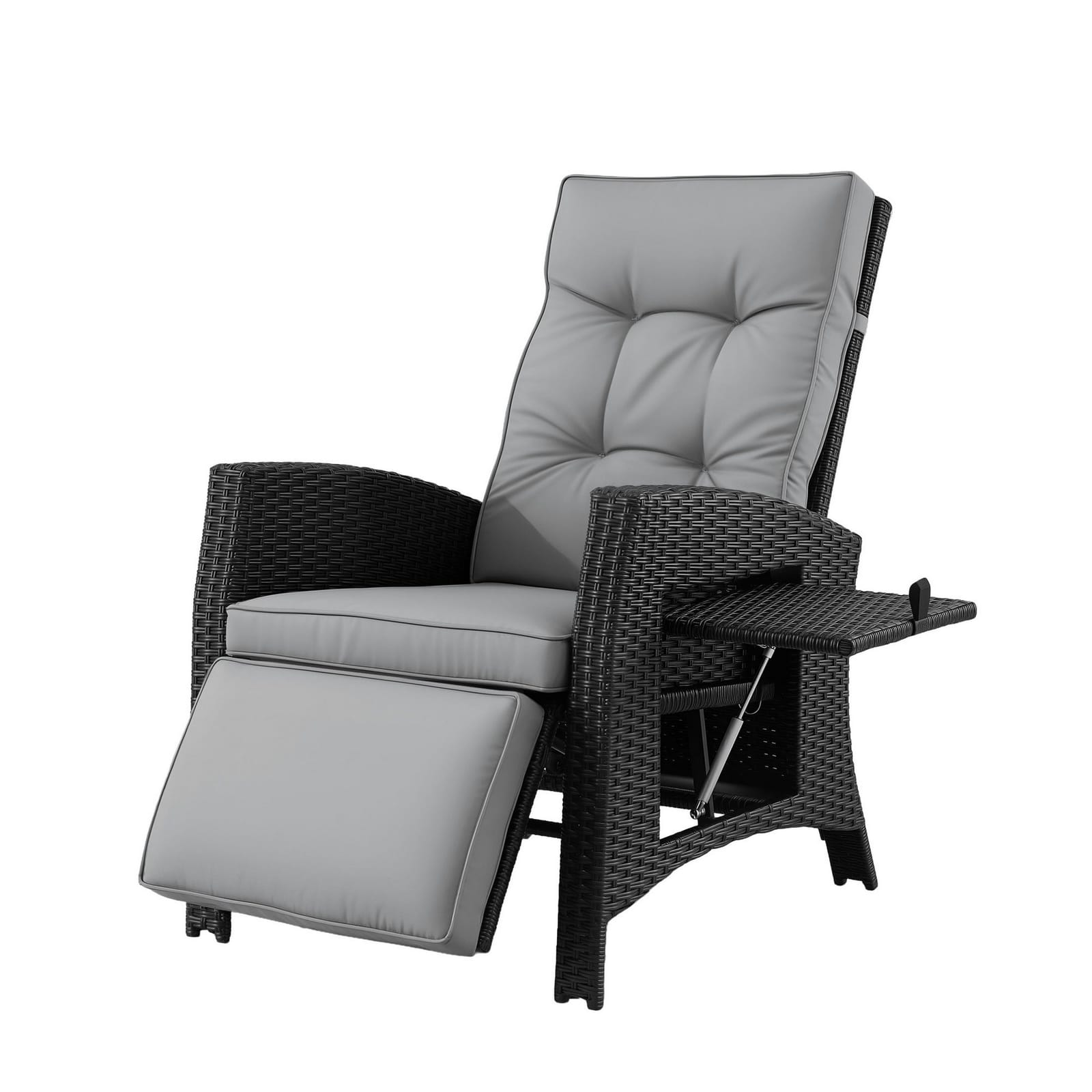 Outdoor Recliner Chair Black Wicker 140x64x85cm