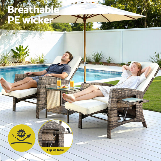 3PC Outdoor Adjustable Chairs and Side Table