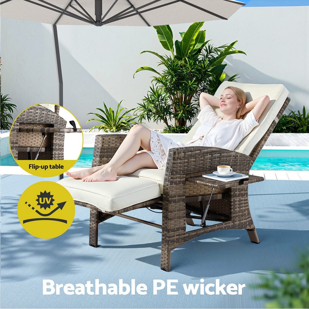 Outdoor Recliner Chair Wicker 140x64x85cm