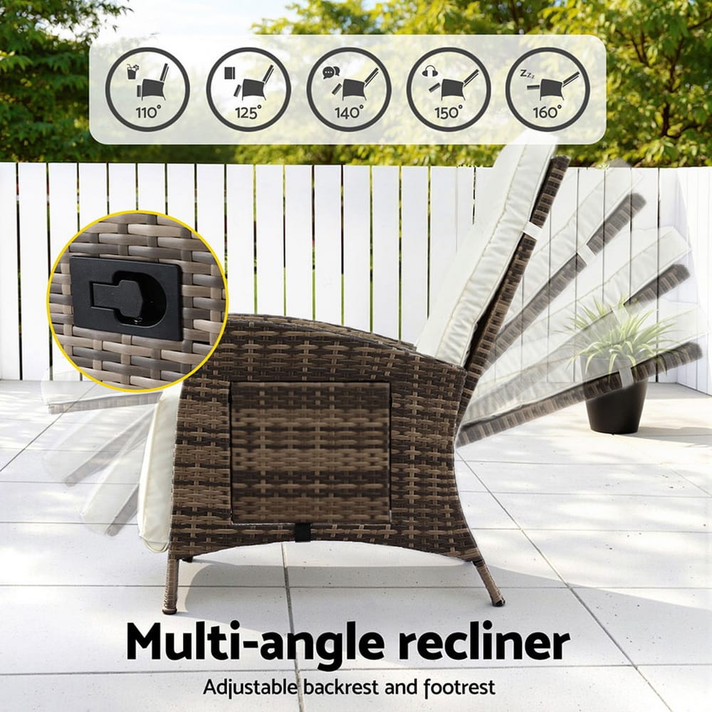 Outdoor Recliner Chair Wicker 140x64x85cm