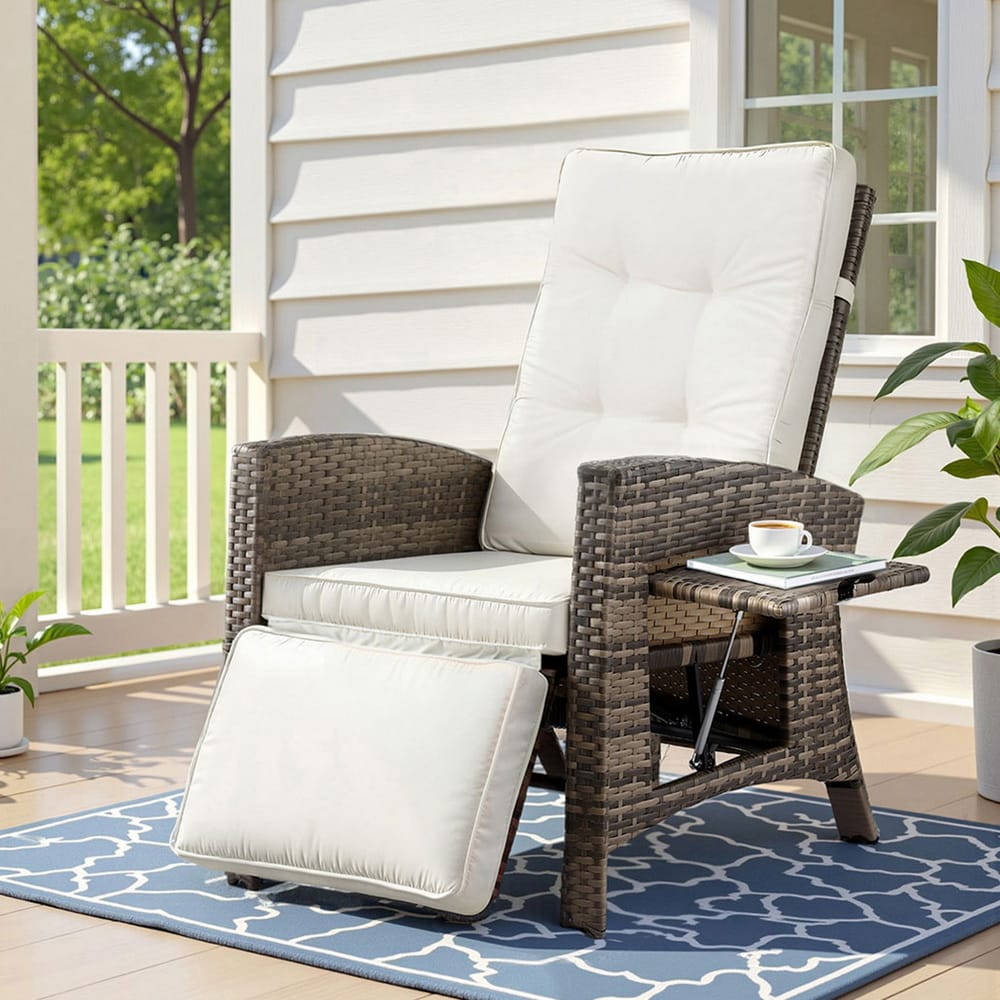 Outdoor Recliner Chair Wicker 140x64x85cm