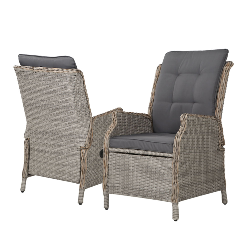 Recliner Chair Sun Lounge Wicker Lounger Outdoor Furniture Patio Grey | Outdoor Chairs
