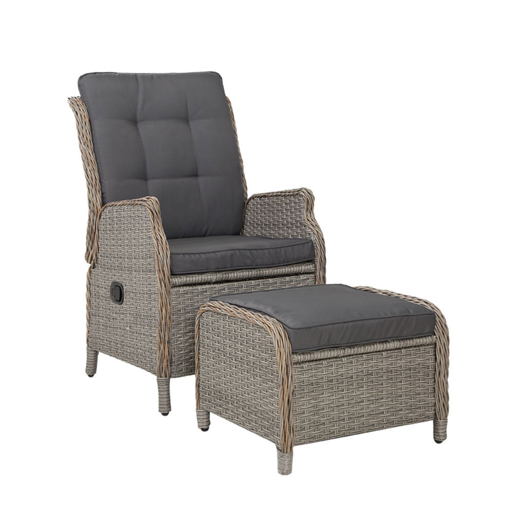 Setting Sofa Odf Rcl - Recliner Chair Sun Lounge Wicker Lounger Outdoor Furniture Patio Grey