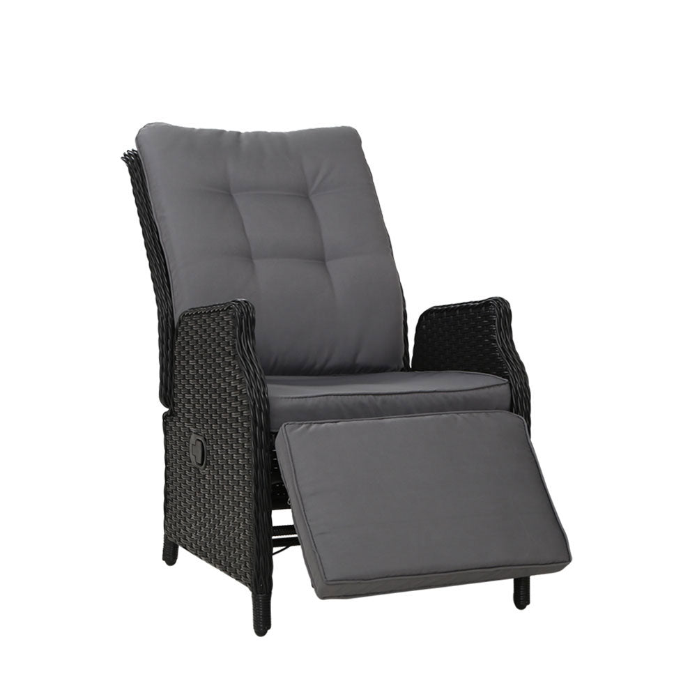 Setting Odf Rcl - Recliner Chairs Sun Lounge Wicker Outdoor Furniture Patio Black