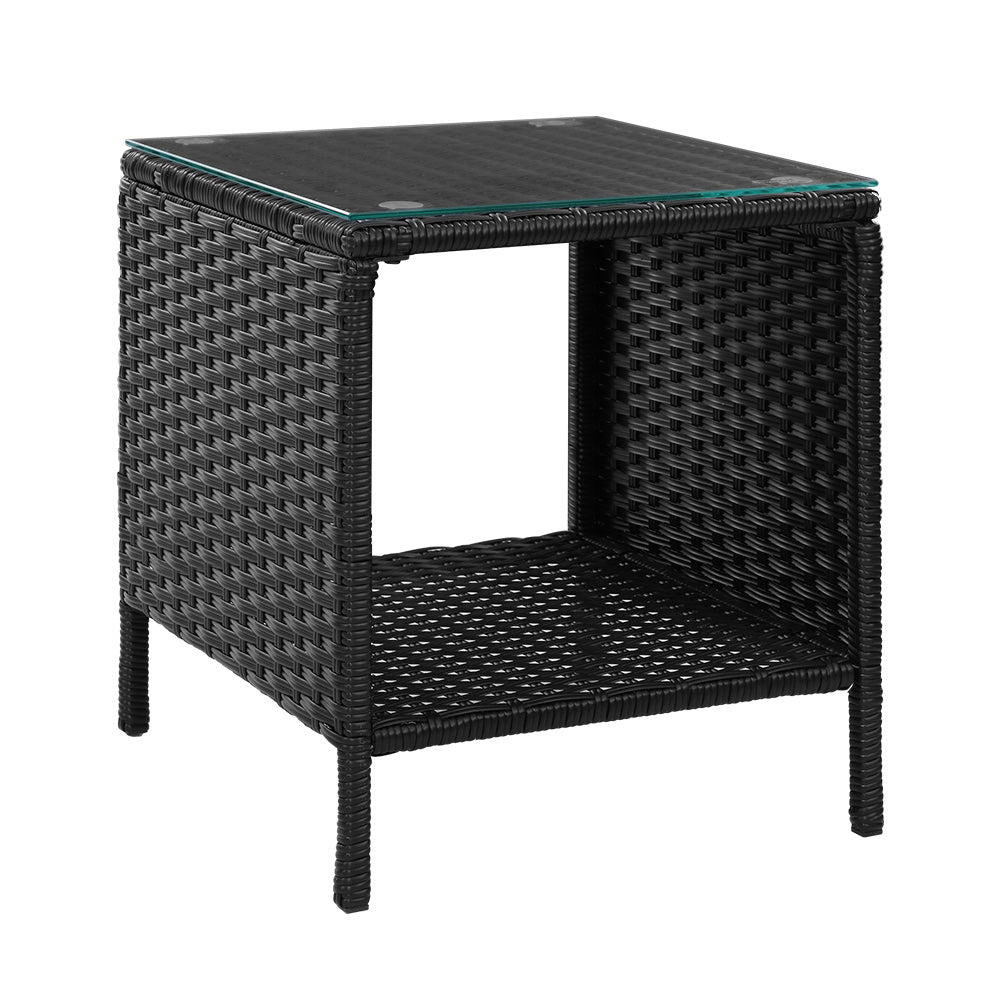Black colour - Coffee Side Table Wicker Desk Rattan Outdoor Furniture Garden Black