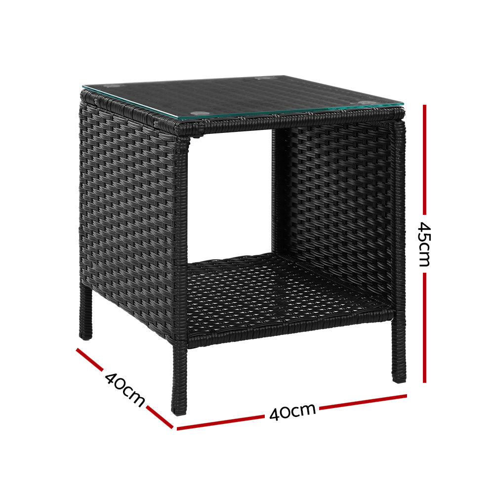 Rattan finish - Coffee Side Table Wicker Desk Rattan Outdoor Furniture Garden Black