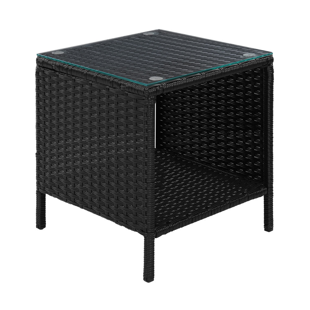 Coffee Side Table Wicker Desk Rattan Outdoor Furniture Garden Black | Patio Indoor