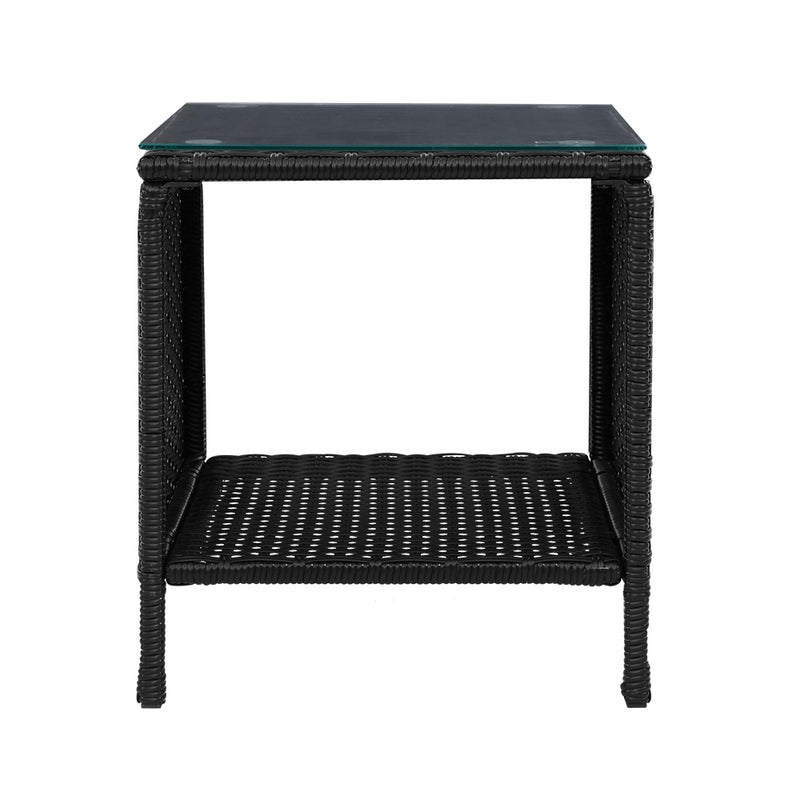 Coffee Side Table Wicker Desk Rattan Outdoor Furniture Garden Black - Patio Indoor