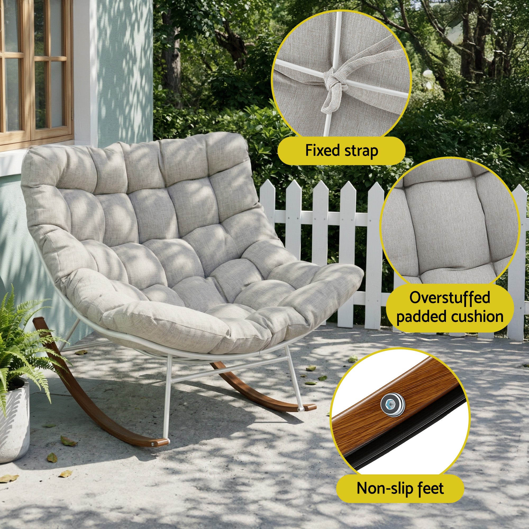 Gardeon Papasan Rocking Chair Outdoor Lounge | Simpledeals
