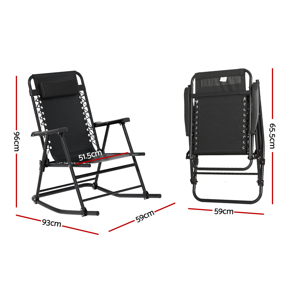 Outdoor Rocking Chair Folding Reclining Recliner Patio Furniture Garden, Premium