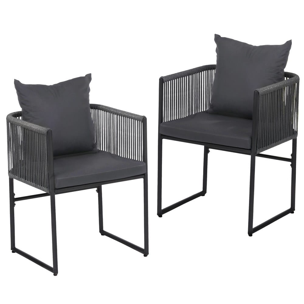 Outdoor Woven Chairs Black 52.5x47x70cm