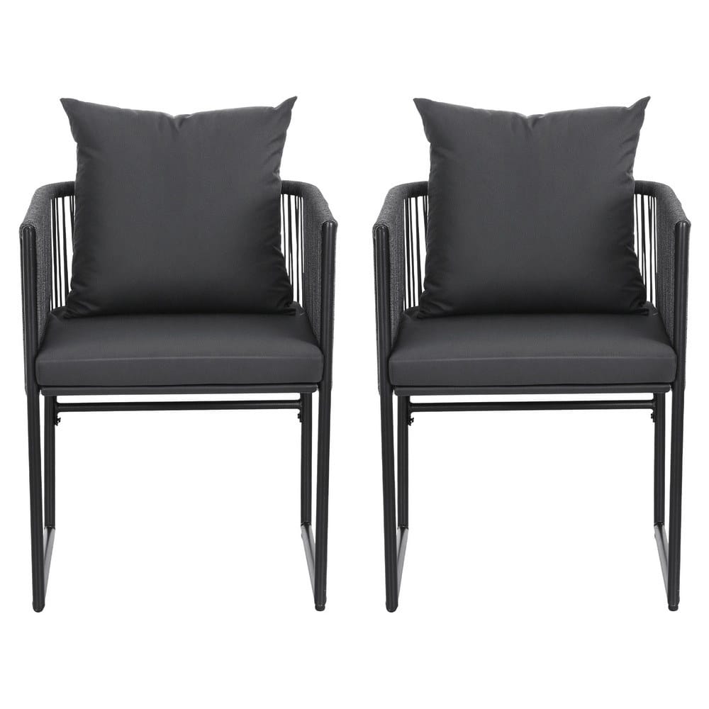 Outdoor Woven Chairs Black 52.5x47x70cm