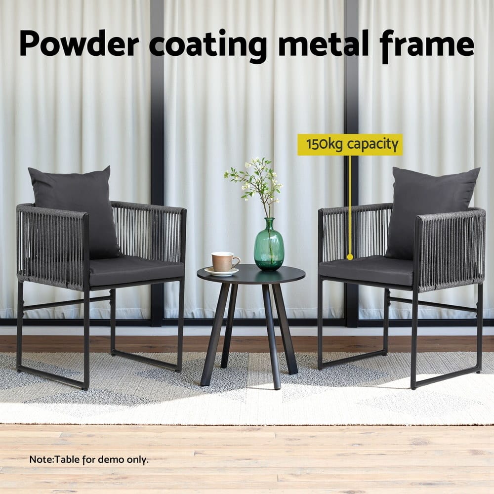 Outdoor Woven Chairs Black 52.5x47x70cm