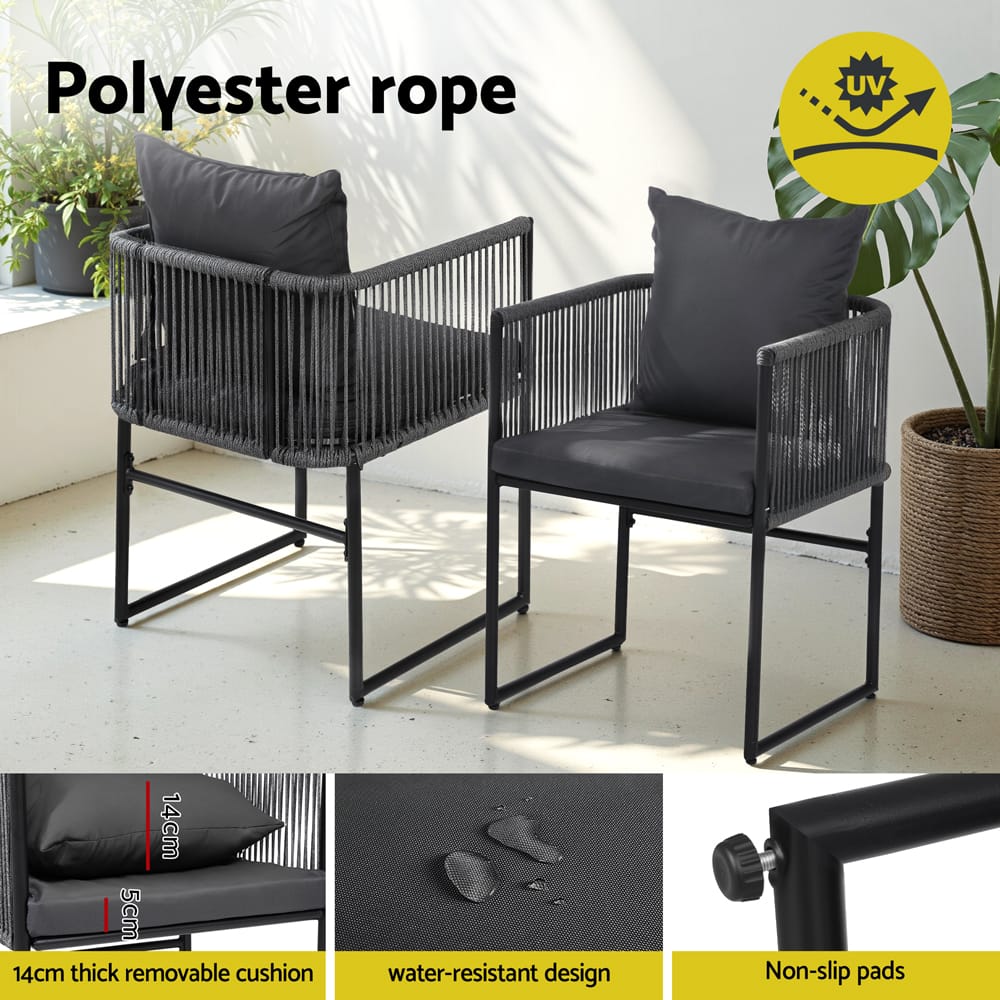 Outdoor Woven Chairs Black 52.5x47x70cm