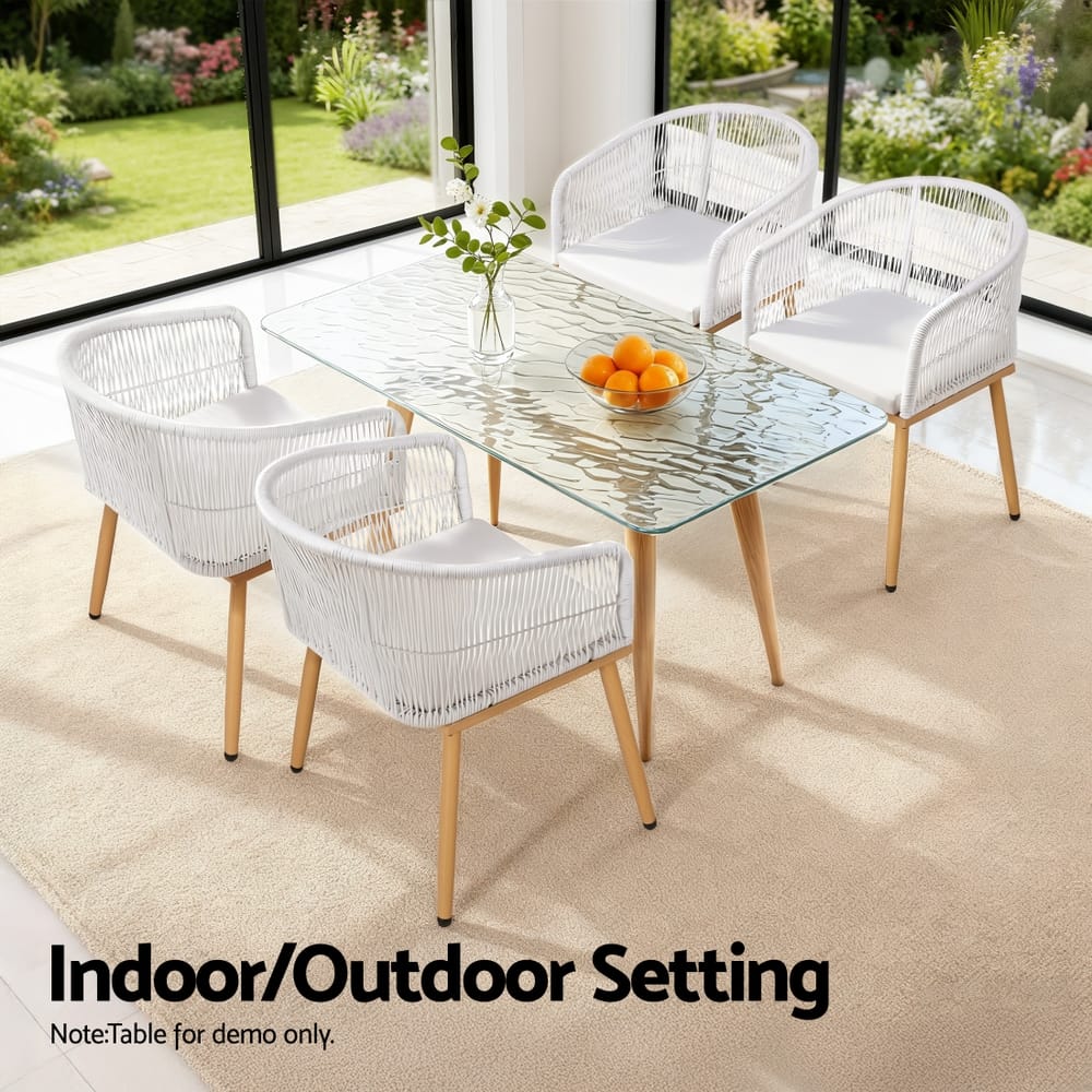 Outdoor Wicker Chairs White 60x50x80cm