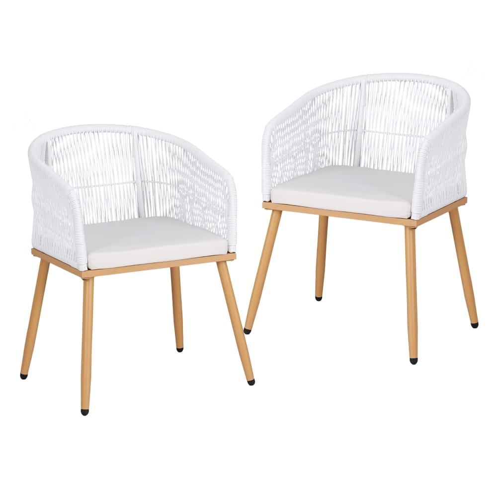 Outdoor Wicker Chairs White 60x50x80cm