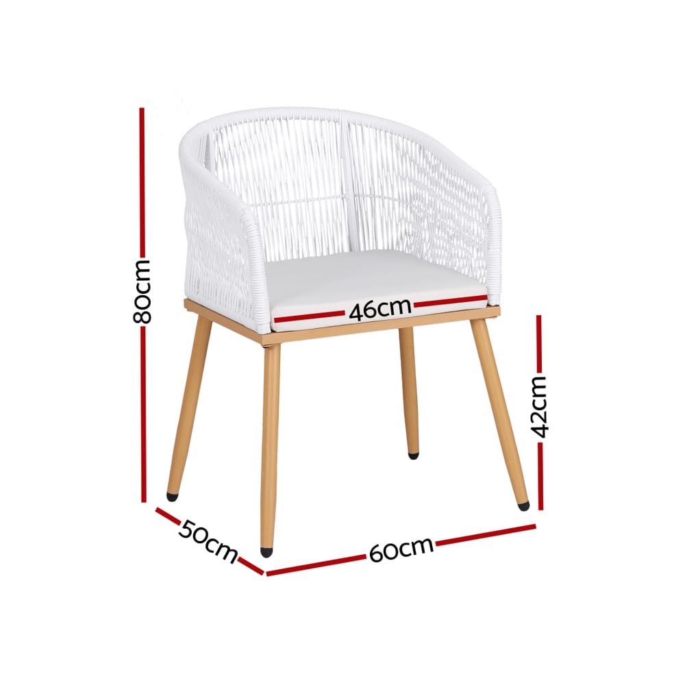 Outdoor Wicker Chairs White 60x50x80cm