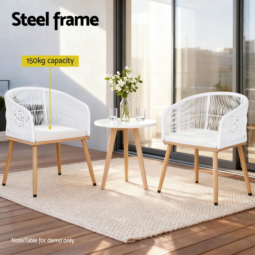 Outdoor Wicker Chairs White 60x50x80cm