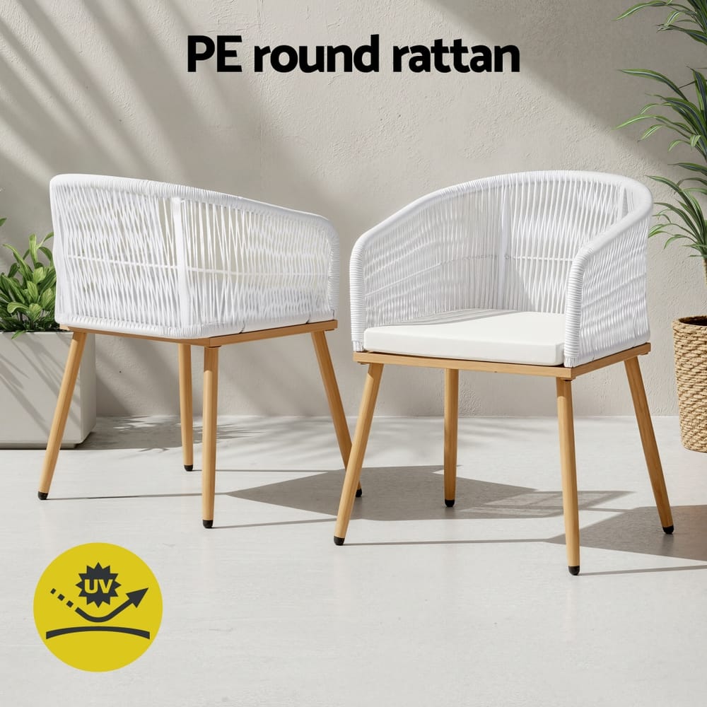 Outdoor Wicker Chairs White 60x50x80cm