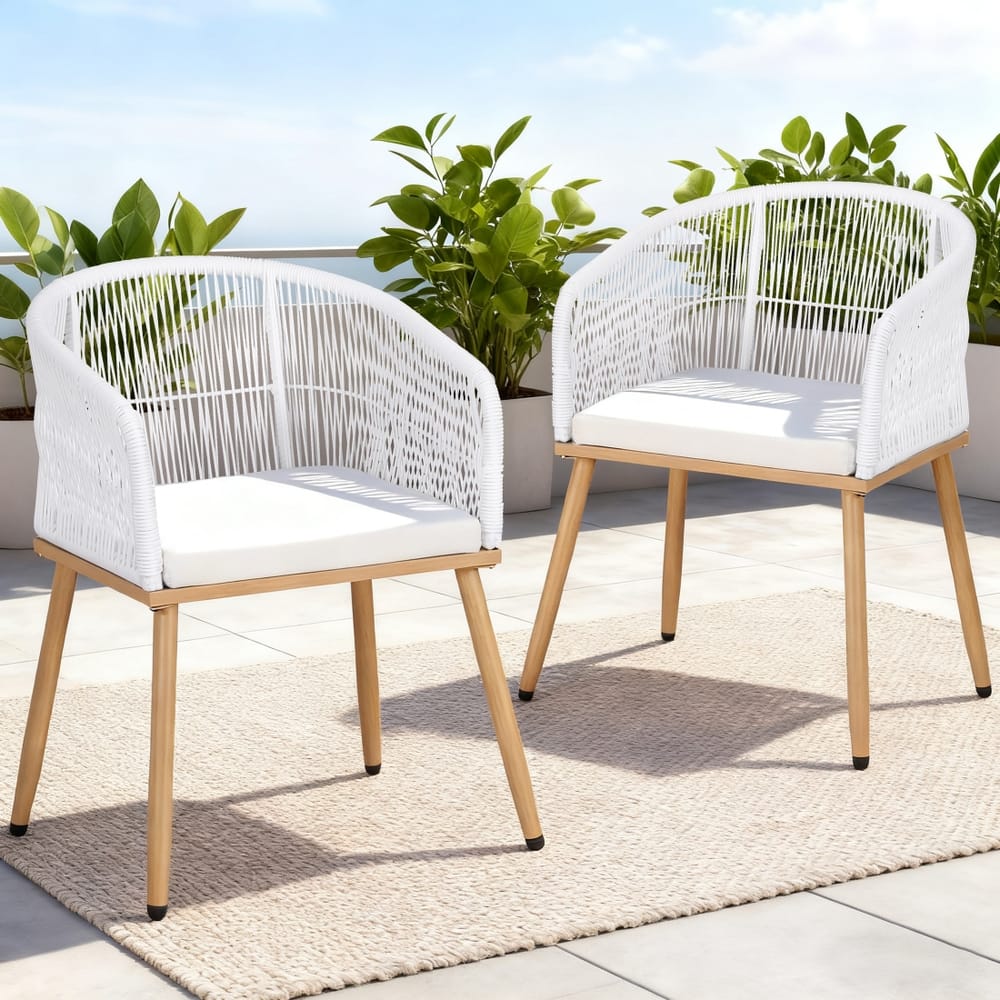 Outdoor Wicker Chairs White 60x50x80cm