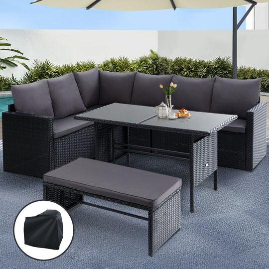 8 Seater - Gardeon Outdoor Furniture Dining Setting Sofa Set Wicker 8 Seater Storage Cover