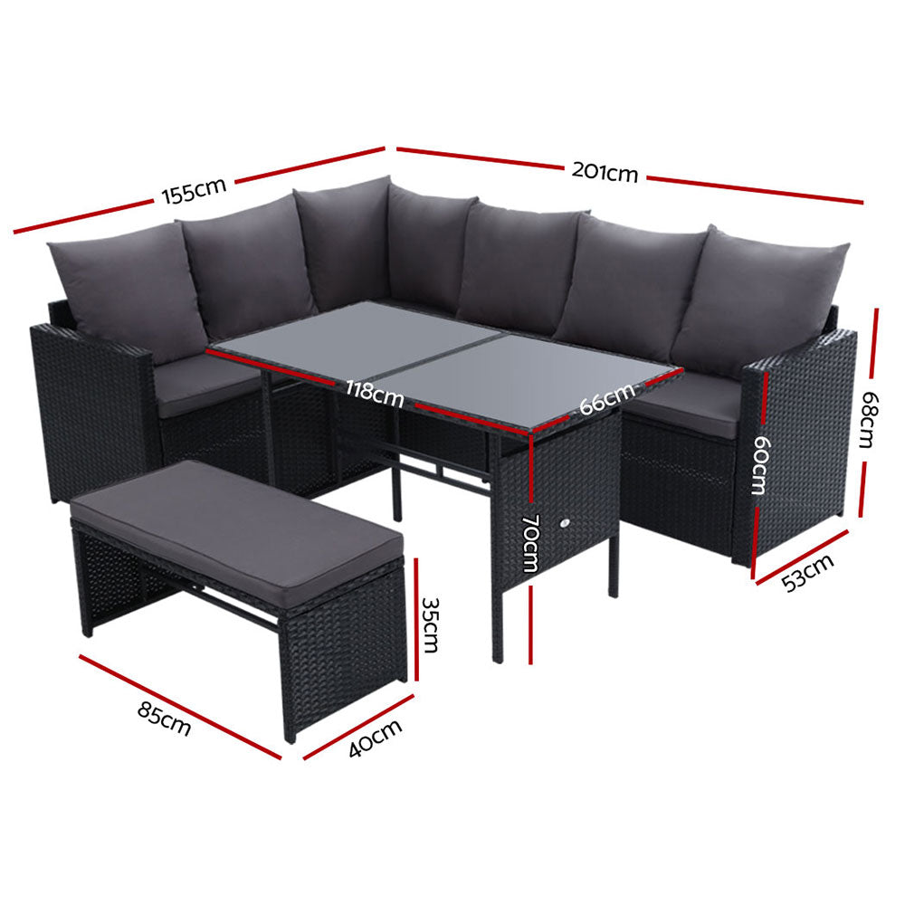 Gardeon Outdoor Furniture Dining Setting Sofa Set Wicker 8 Seater Storage Cover