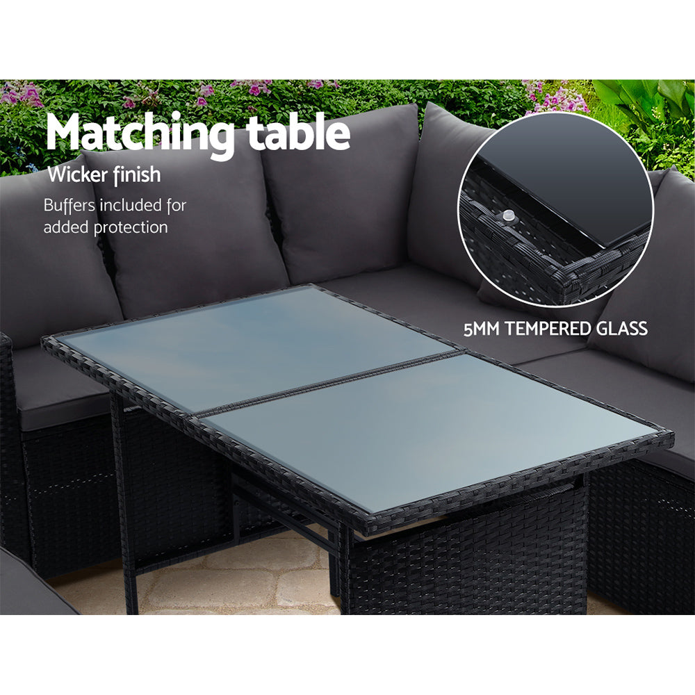 Gardeon Outdoor Furniture Dining Setting Sofa Set Wicker 8 Seater Storage Cover
